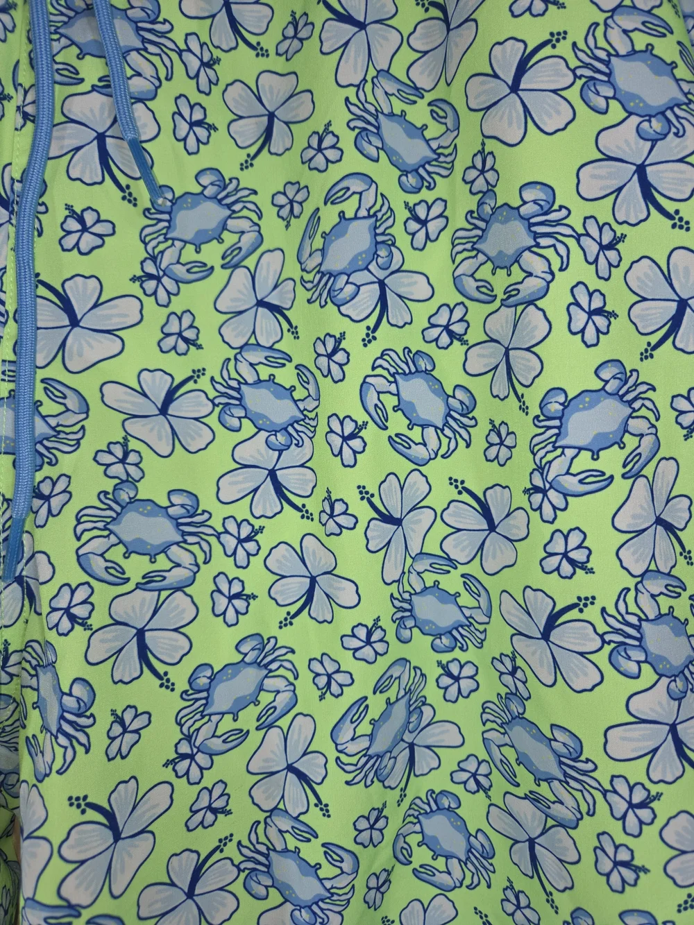 Vineyard Vines Lime Green & Blue Crab Floral Swim Trunks. Plus Size